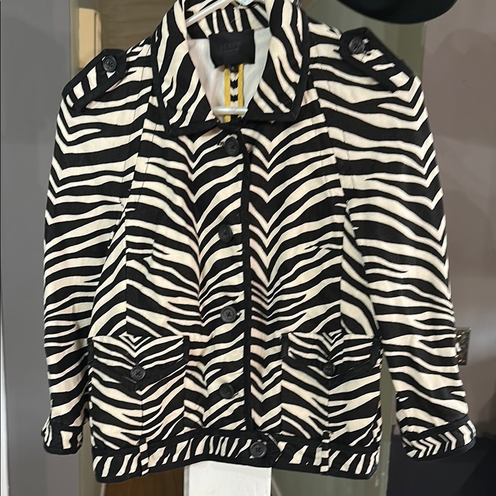 Chic J. Crew Linen Zebra Jacket